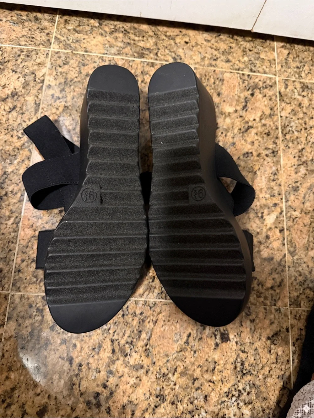 Strappy Black Platform Sandals with Stretch Bands